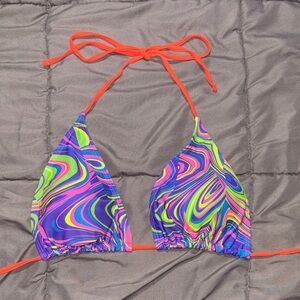 Neon Swirl Triangle Bikini Top - Multicolor